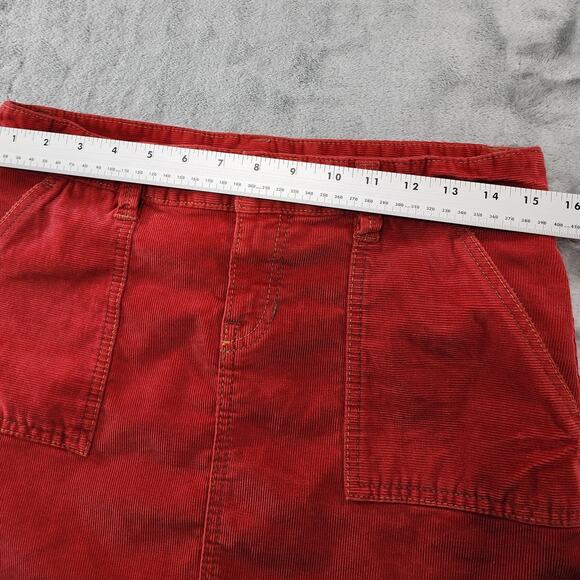 Vintage Y2K GAP Skirt Womens 6 Rust Red Stretch Corduroy Mini Back Buckle Preppy - Picture 7 of 9